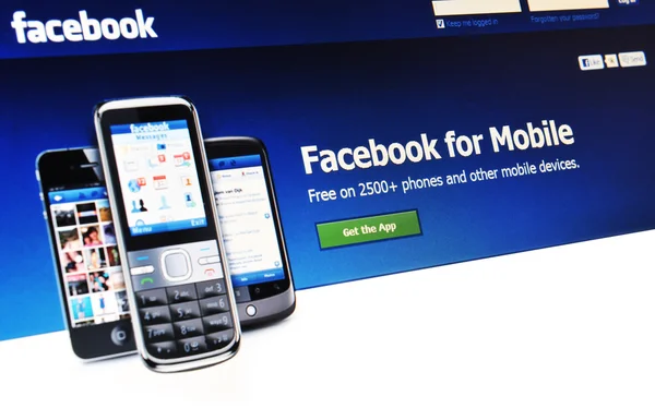 Facebook mobil cihazlar için — Stok fotoğraf