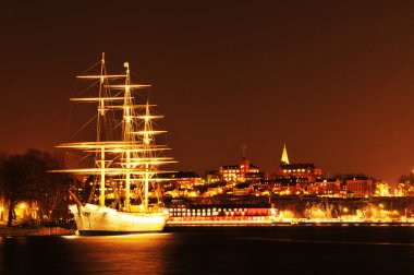 Stockholm by night clipart