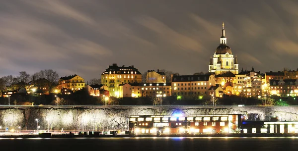 Sztokholm nocą — Zdjęcie stockowe
