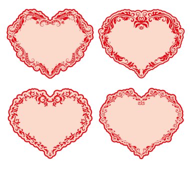 Set of ornate heart frames . clipart