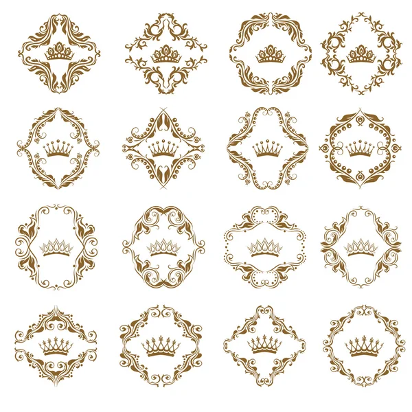 维多利亚皇冠和装饰元素. — 图库矢量图片