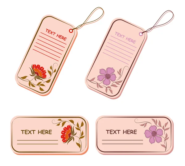 Etiketler ve stickerlar çiçekler ile vektör kümesi. — Stok Vektör