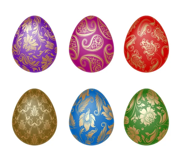 stock vector Set of Easter eggs with ornaments