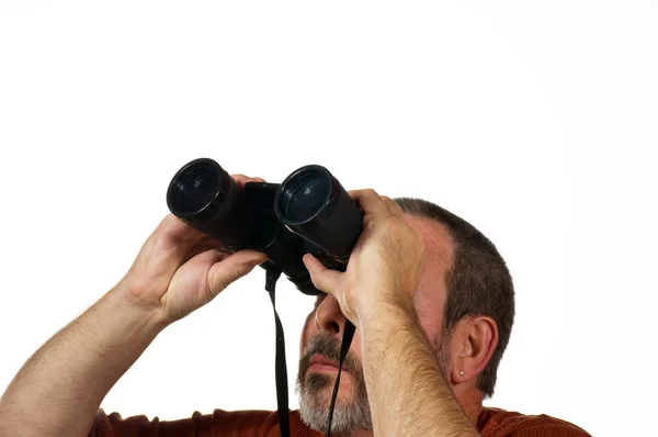 Hombre con prismáticos — Foto de Stock