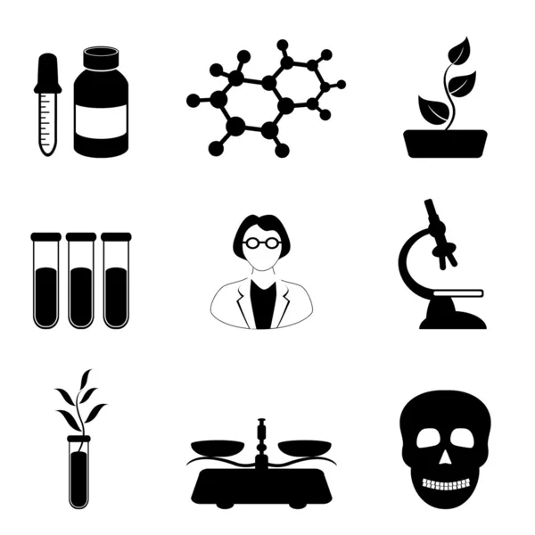 Conjunto de iconos de ciencia, biología y química — Vector de stock
