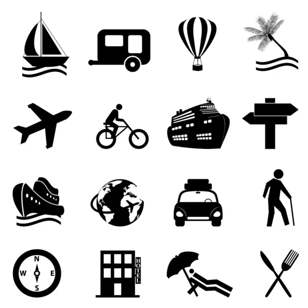 Set di icone per il tempo libero, il viaggio e la ricreazione — Vettoriale Stock