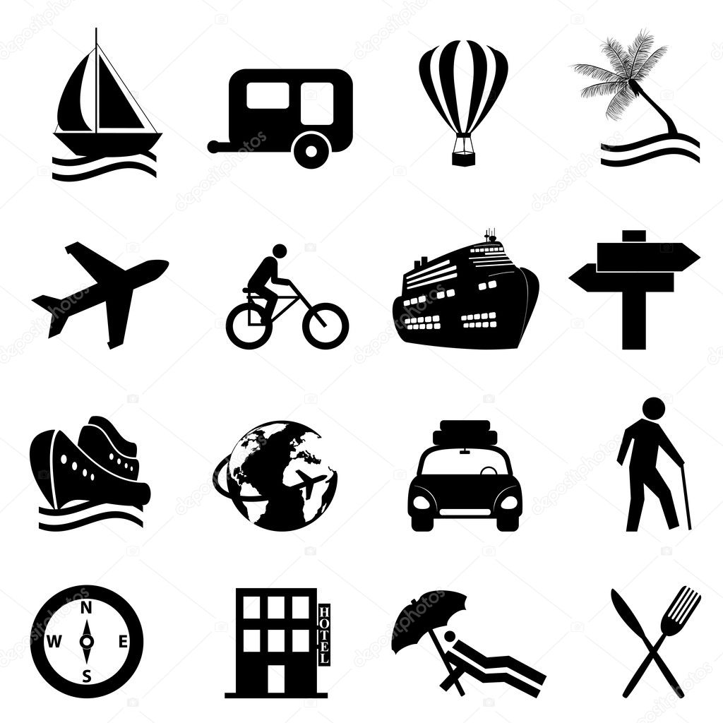 Leisure, travel and recreation icon set — Stock Vector © soleilc #8423478