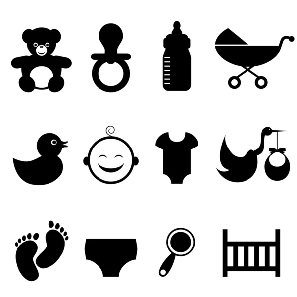 Conjunto de ícones relacionados ao bebê — Vetor de Stock