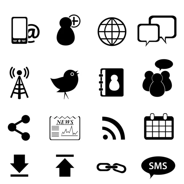 Réseaux sociaux et icônes des médias — Image vectorielle