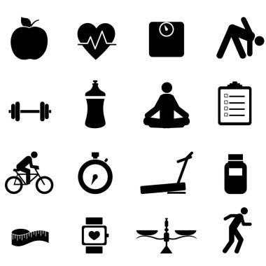 Fitness and diet icons clipart