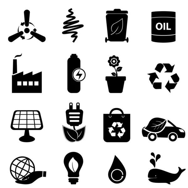 Iconos de energía limpia y medio ambiente — Vector de stock