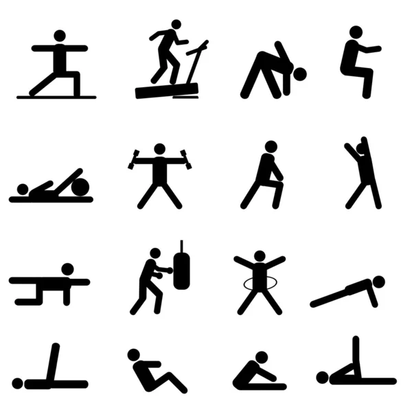 Fitness a cvičení ikony — Stockový vektor