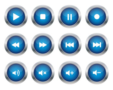 Blue multimedia buttons clipart