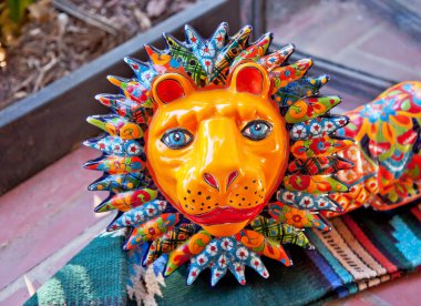 Mexican Colorful Souvenir Ceramic Lion San Diego Calfornia clipart