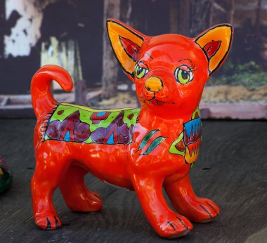 Mexican Colorful Souvenir Ceramic Chihuahua Dog San Diego Calfor clipart