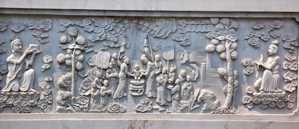 Каменная буддийская панель Цзин Храм Шанхая Китай — стоковое фото