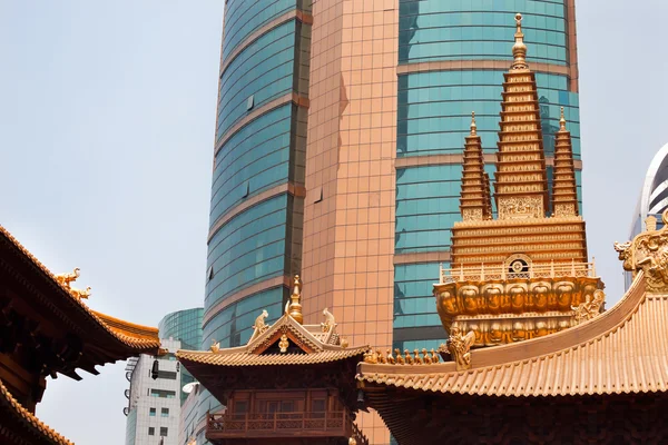 stock image Golden Temples Roof Top Jing An Temple Shanghai China