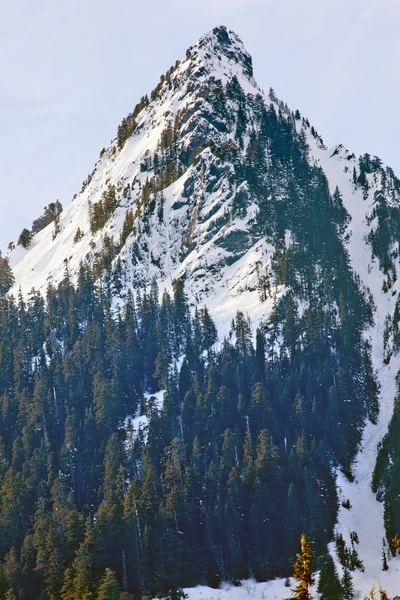 McClellan butte sneeuw berg piek mist, snoqualme pass washingto — Stockfoto