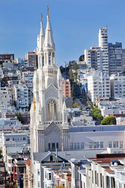 Iglesia Católica San Pedro Pablo Steeples Houses San Francisco C — Foto de Stock