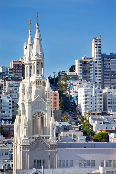 Saint peter paul Katolik kilise steeples san francisco California'dan — Stok fotoğraf