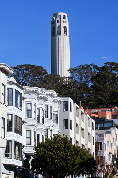 Coit Tower Row Houses San Francisco California — Stock Photo, Image