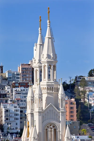 Saint Peter Paul Catholic Church Steeples San Francisco Californ — Stock Photo, Image