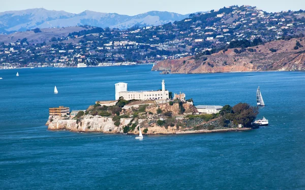 Alcatraz Adası yelkenli tekneler san francisco Kaliforniya — Stok fotoğraf