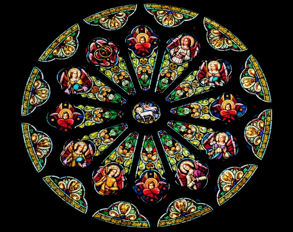 Růže mozaikové okno saint peter paul katolického kostela san f — Stock fotografie