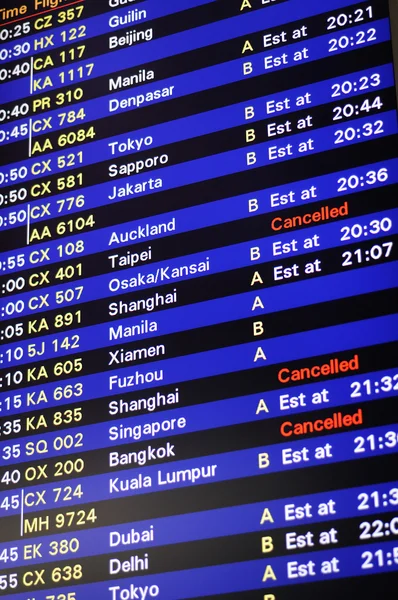 Quadro de informações do horário de voo — Fotografia de Stock