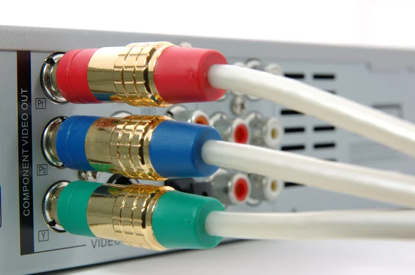 Component video cable connected the dvd player — Stock Photo, Image
