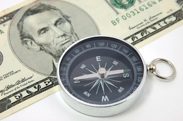 Kompass på oss dollarsedel — Stockfoto
