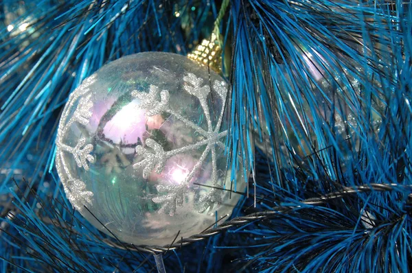 Прозрачный рождественский бал на дереве — стоковое фото