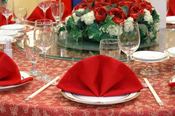 Detalhes da mesa do banquete de casamento — Fotografia de Stock