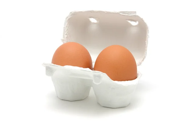 Twee eieren in doos — Stockfoto