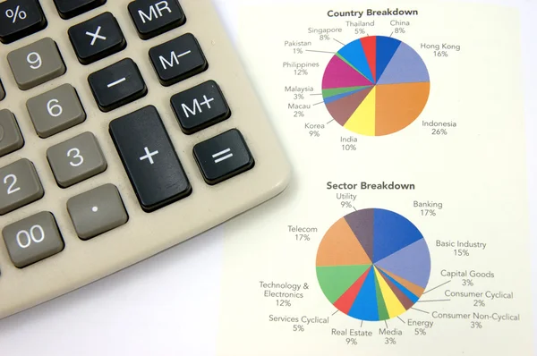 Pie chart and calculator — Stock Photo, Image