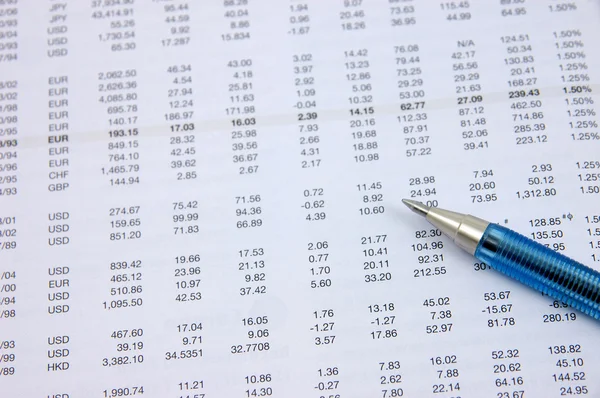 Investment figures with pen — Stock Photo, Image