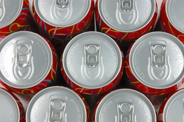 Vista superior de latas de refrigerante — Fotografia de Stock