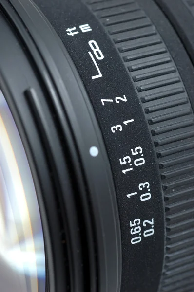 Distance scale of camera lens — Stock Photo, Image