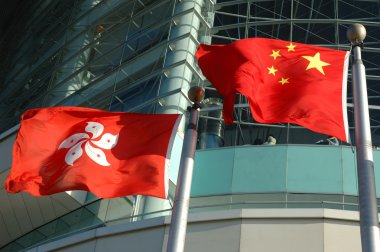 China and Hong Kong flags clipart