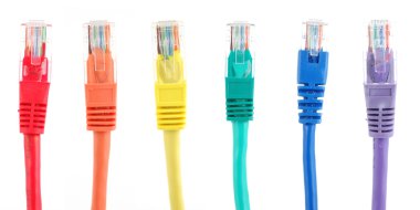 Rainbow color network cables clipart