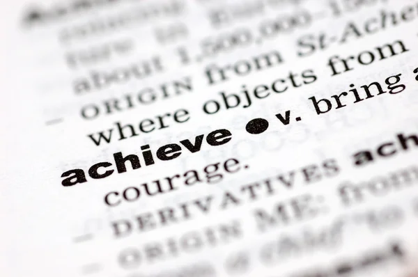 stock image Definition of achieve