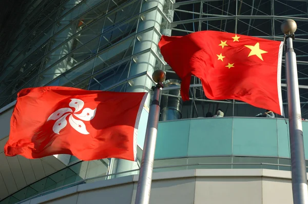 Drapeaux de Chine et Hong Kong — Photo