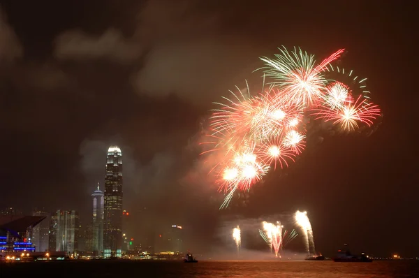 Fuochi d'artificio a Hong Kong — Foto Stock