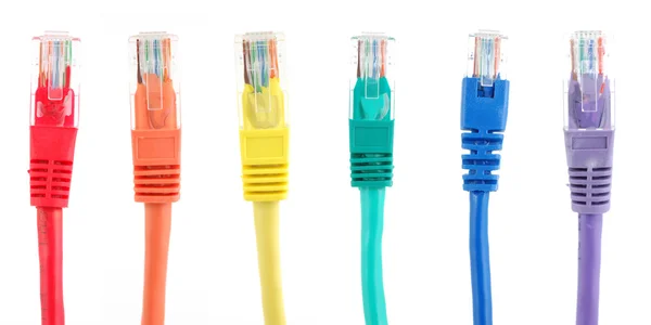 Kable sieciowe kolor tęczy — Zdjęcie stockowe