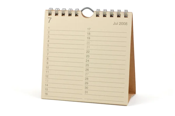 Calendario - Julio de 2008 — Foto de Stock