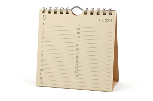 Calendario - Agosto de 2008 — Foto de Stock