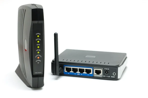 Cable modem and router — Stock Photo, Image