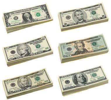 Stacks of US dollar bills clipart