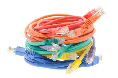 renkli ağ kabloları yığını