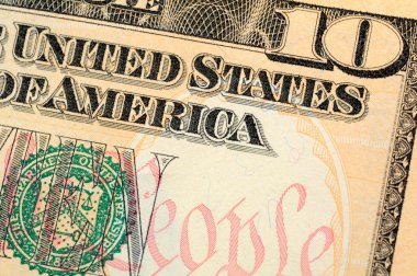 Ten dollar bill closeup clipart